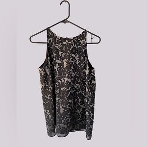 BANANA REPUBLIC | Printed Lace Faux Open Back Halter Neck Top - Small